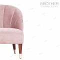 American style modern pink fabric padded wooden single sofa chair with high back